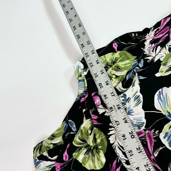 J. Jill Dress Womens XL Black Leaf Print Sleeveless Slip-On Midi beachy - Picture 2 of 7